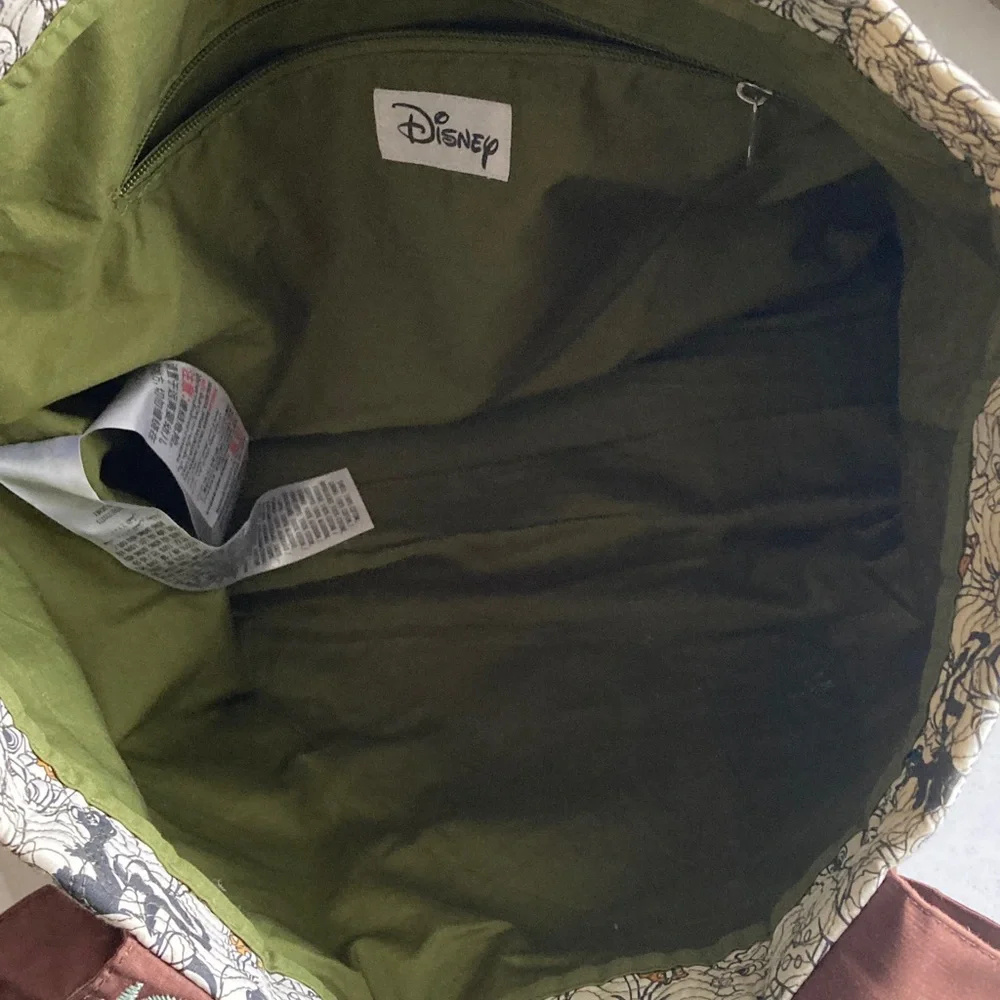 Disney Bambi & Flower Quilted Tote Brown Trim Floral Embroidered Straps - Picture 3 of 11